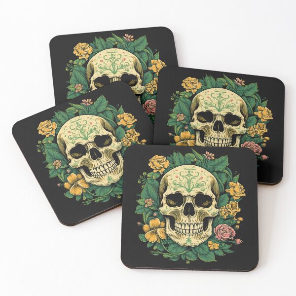 Item preview, American Traditional Floral Skull Tattoo designed and sold by Goku Creations.