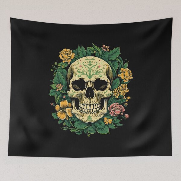 Item preview, American Traditional Floral Skull Tattoo designed and sold by Goku Creations.