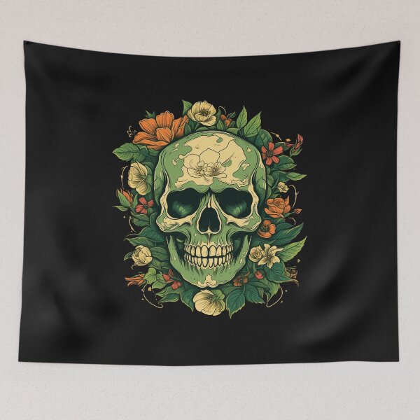 Item preview, American Traditional Floral Skull designed and sold by Goku Creations.