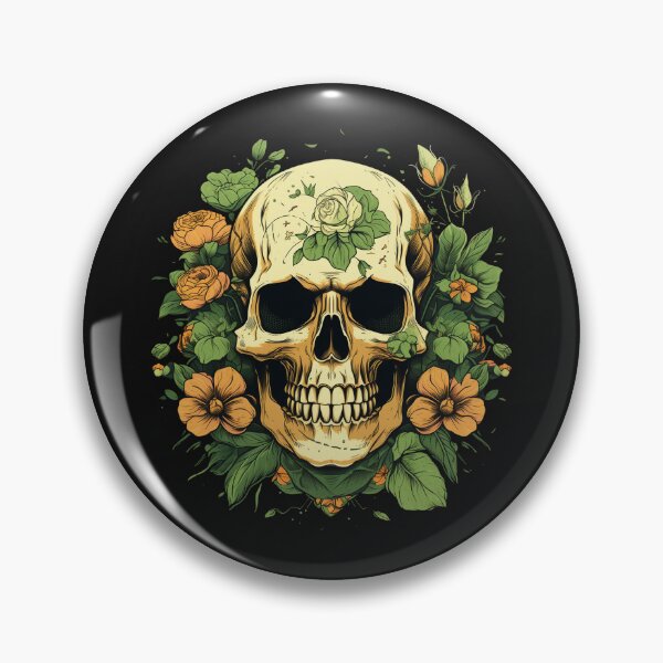 Item preview, American Traditional Skull with Flowers designed and sold by Goku Creations.