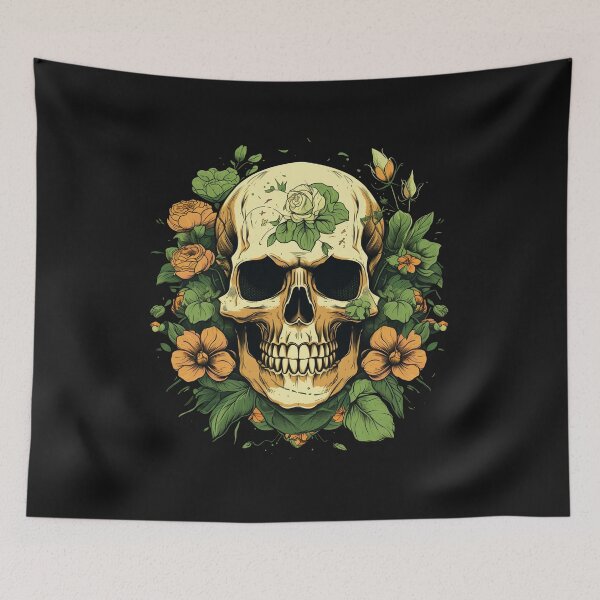 Item preview, American Traditional Skull with Flowers designed and sold by Goku Creations.