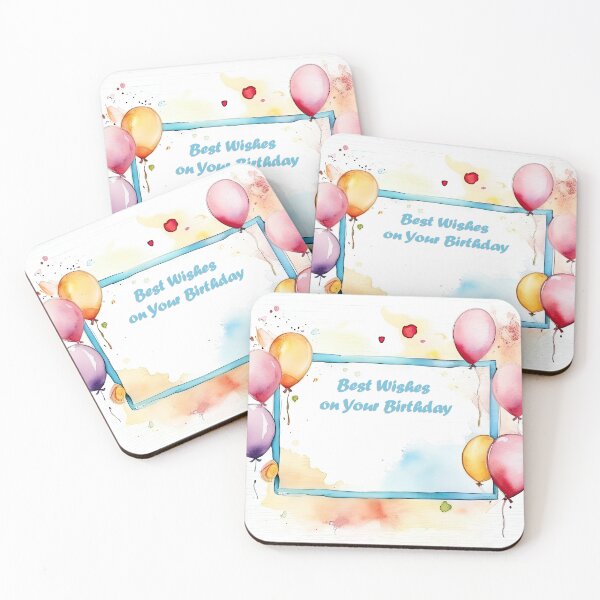 Item preview, Water color birthday wishes greeting card with balloons designed and sold by EG Creativity Art.