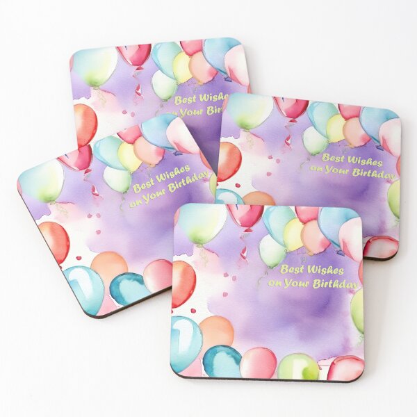Item preview, Water color birthday wishes greeting card with balloons designed and sold by EG Creativity Art.