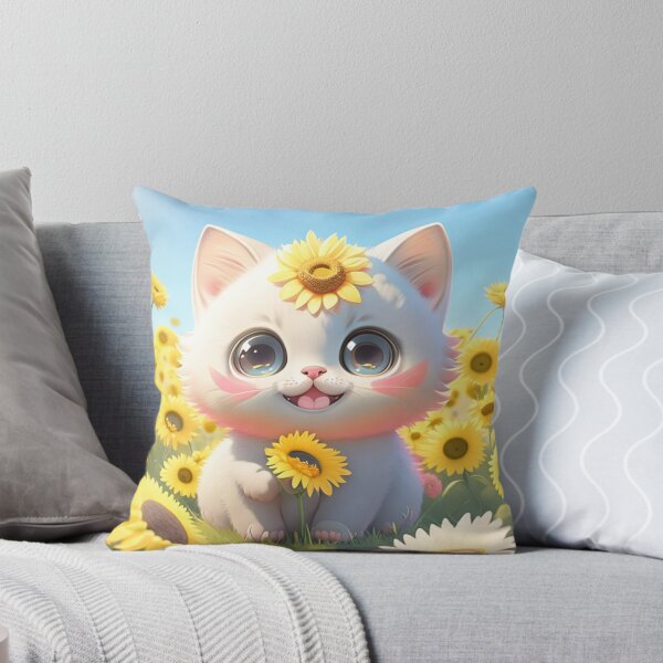 Item preview, Sunflower Dreaming: Vector Cat Serenity designed and sold by CutesyKoala.