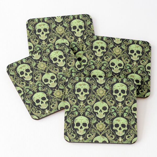 Item preview, Green Floral and Skulls Pattern designed and sold by ossiagraphics.