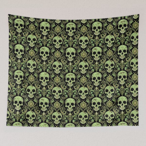 Item preview, Green Floral and Skulls Pattern designed and sold by ossiagraphics.