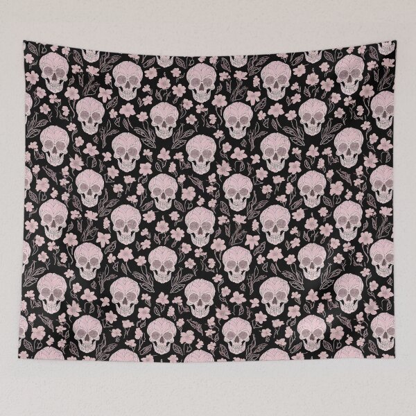 Item preview,  Pink Floral Design and Skulls Pattern designed and sold by ossiagraphics.