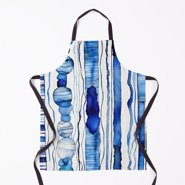Item preview, Handpainted blue and white striped watercolor ink design designed and sold by patterncrow.