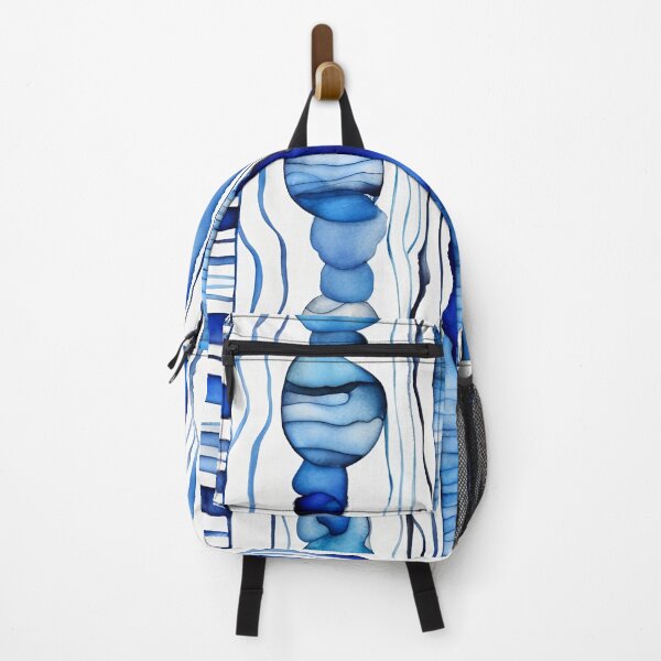 Item preview, Handpainted blue and white striped watercolor ink design designed and sold by patterncrow.