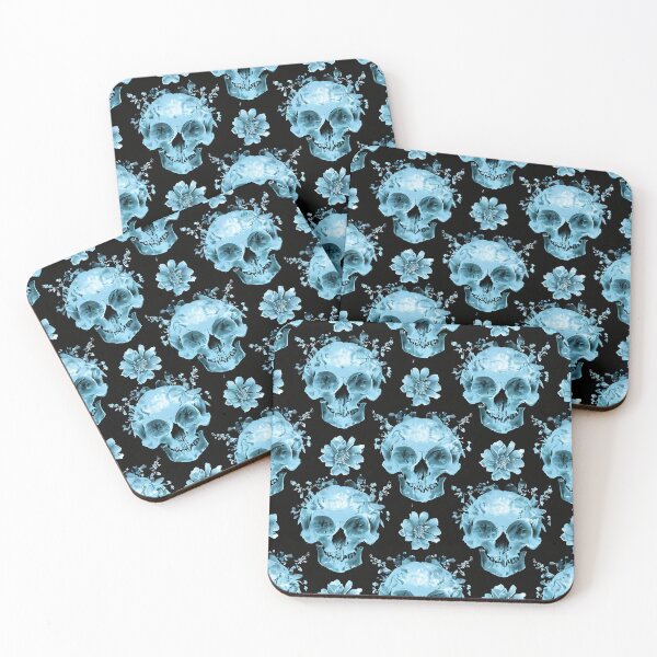 Item preview, Blue Flowers and Skulls Pattern designed and sold by ossiagraphics.
