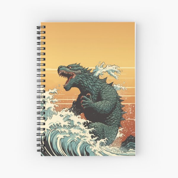 Vista previa del artículo con la obra «Grandes olas con Godzilla», diseñado y vendido por Ceylonex Arts.