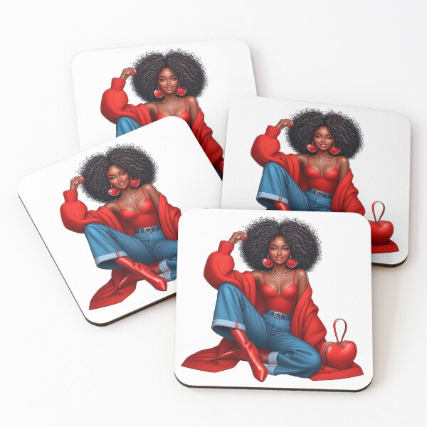 Item preview, Valentine´s Day Black Woman Art Work, Fashion Woman, Fashion Illustration, Red Valentine Design designed and sold by gabrielakrall.
