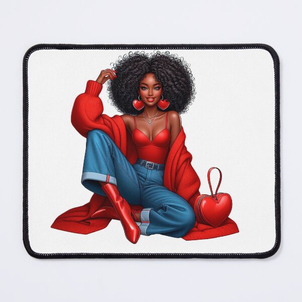 Item preview, Valentine´s Day Black Woman Art Work, Fashion Woman, Fashion Illustration, Red Valentine Design designed and sold by gabrielakrall.