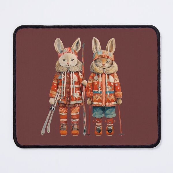 Item preview, Two Hares Skiing, Vintage Style designed and sold by EvgeniiaSim.