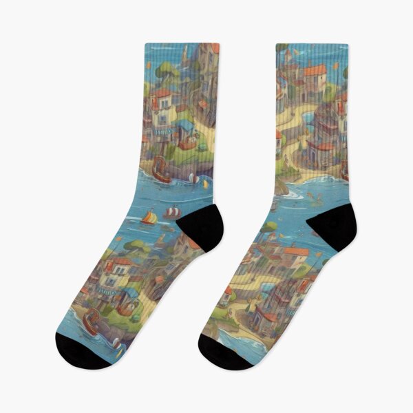 Item preview, seamless seaside cartoon  designed and sold by PKTPOD99.