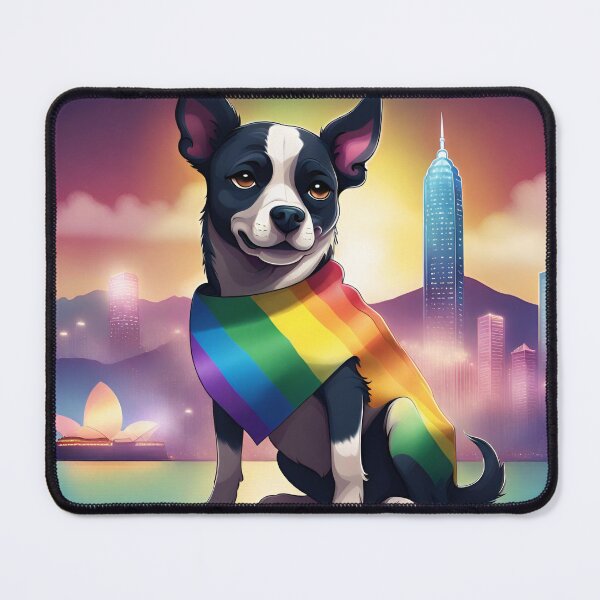 Item preview, Cute gay dog in Hong Kong with rainbow gay pride flag for hong kongers lgbtq designed and sold by emcazalet.