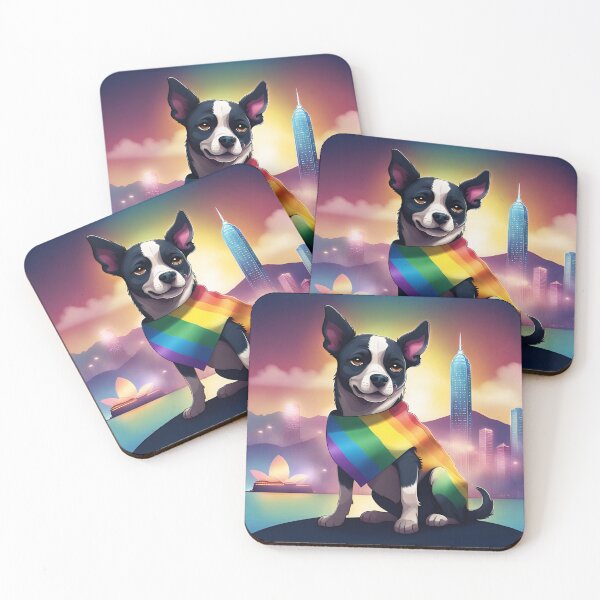 Item preview, Cute gay dog in Hong Kong with rainbow gay pride flag for hong kongers lgbtq designed and sold by emcazalet.