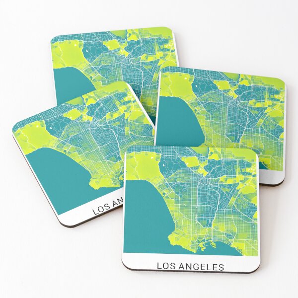Item preview, Los Angeles California Named City Map - Green-Yellow Duotone designed and sold by StylishStacks.
