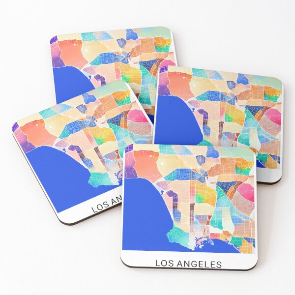 Item preview, Los Angeles California Named City Map - Tropical Rainbow Scheme designed and sold by StylishStacks.