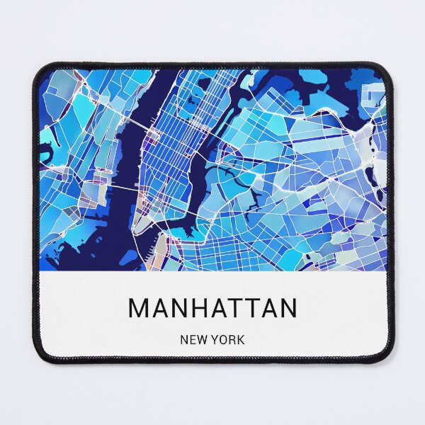 Item preview, Manhattan New York Named City Map - Marine Blue designed and sold by StylishStacks.