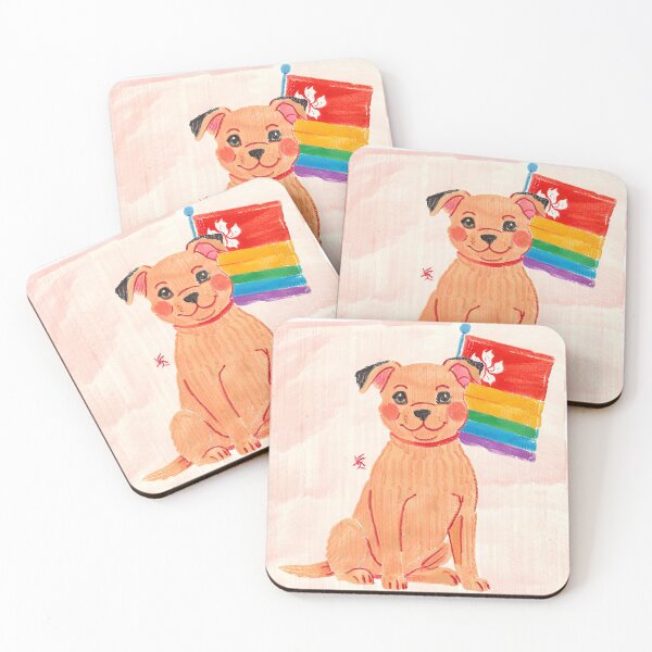 Item preview, Cute gay dog with rainbow gay pride flag and hong kong flag for gay hong kongers gay games designed and sold by emcazalet.