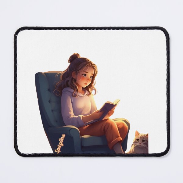 Item preview, Little Girl Sitting and Reading With Meow designed and sold by SpicyOne.