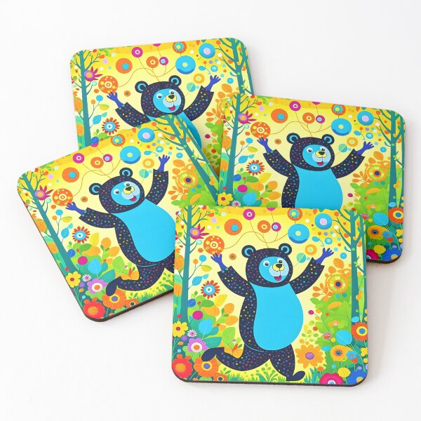 Item preview, Playful bear juggling balls in forest designed and sold by Trendsecne.