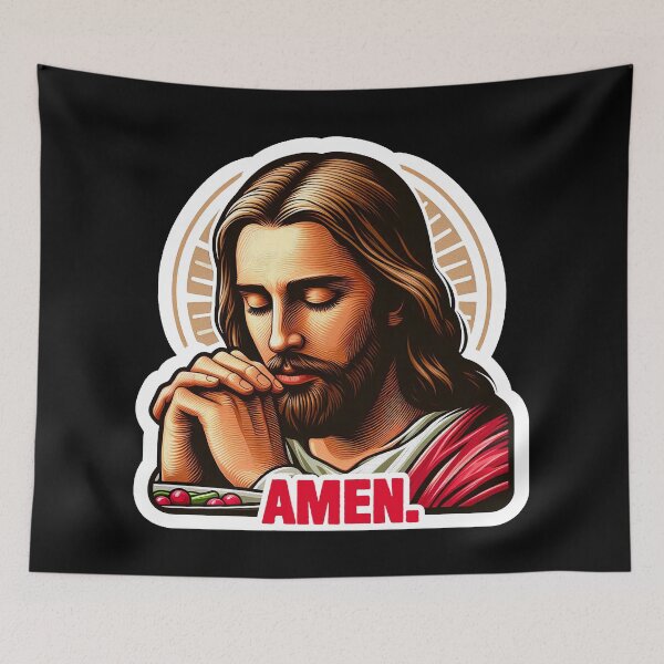 Item preview, Pray Before Meal Amen meme Jesus Christ My Lord My Savior designed and sold by plushism.