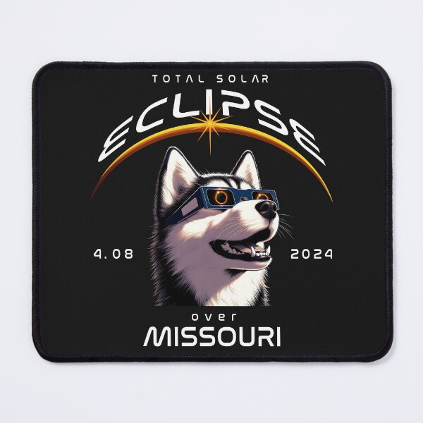 Item preview, Total Solar Eclipse Over Missouri, USA, A Siberian Husky dog wearing sunglasses looking up at the Total Solar Eclipse, Animal Eclipse Viewing Pawty 2024. designed and sold by jeyel7.