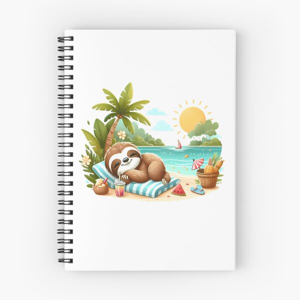 Artikelvorschau, süßes Faultier entspannt zufrieden am Strand entworfen und verkauft von CreativeSparkzz.