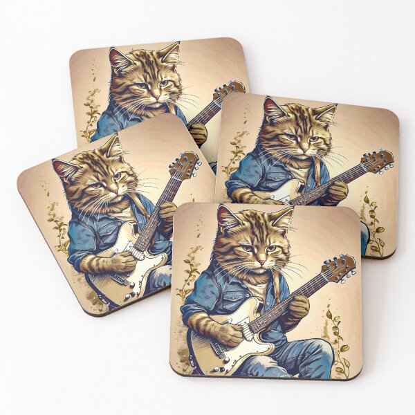 Item preview, Cat Playing a Guitar Vintage designed and sold by ratchawoot.