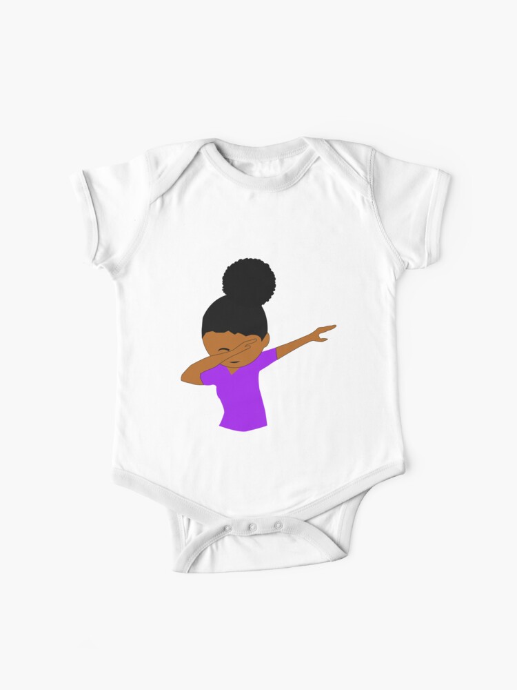 Black Girl Dabbing With Natural Hair Afro Puffs Baby One Piece By