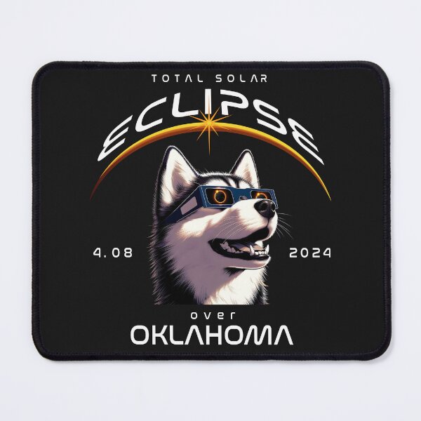Item preview, Total Solar Eclipse Over Oklahoma, USA, A Siberian Husky dog wearing sunglasses looking up at the Total Solar Eclipse, Animal Eclipse Viewing Pawty 2024 designed and sold by jeyel7.