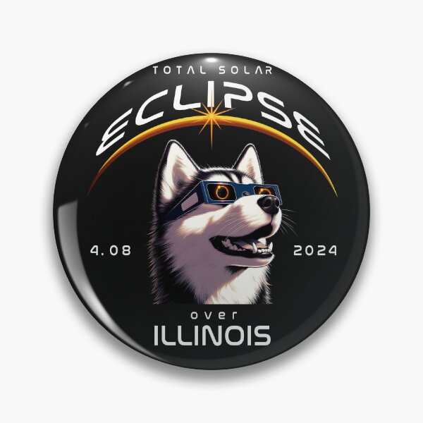 Artikelvorschau, Totale Sonnenfinsternis über Illinois, ein Siberian Husky-Hund mit Sonnenbrille, der zur totalen Sonnenfinsternis aufschaut, Tierfinsternis, Pawty 2024 entworfen und verkauft von jeyel7.