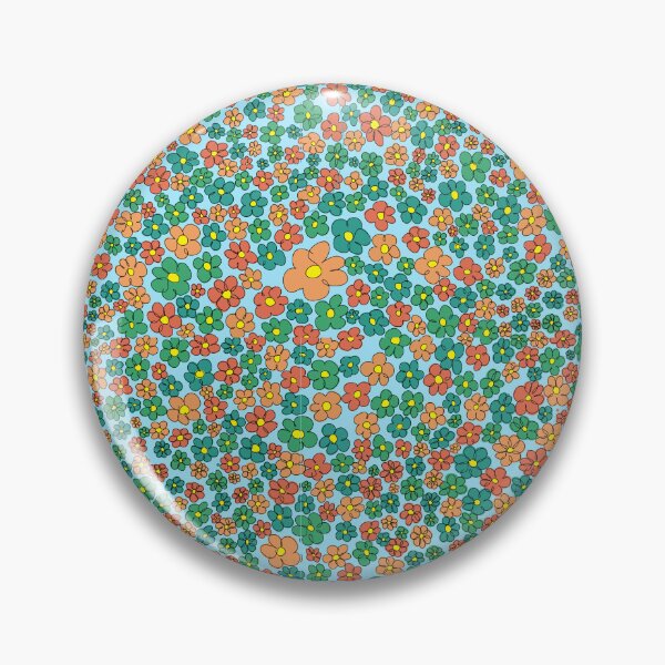 Item preview, green and orange flower patterned designed and sold by AurelsPrints.