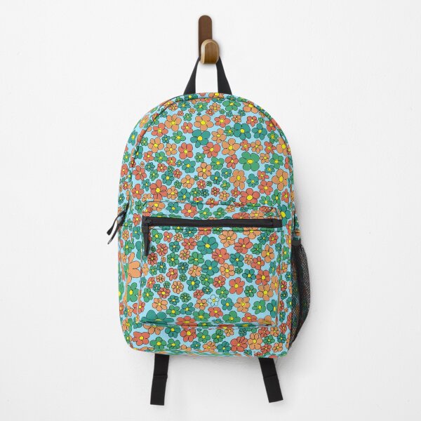 Item preview, green and orange flower patterned designed and sold by AurelsPrints.
