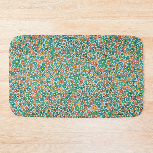 Item preview, green and orange flower patterned designed and sold by AurelsPrints.