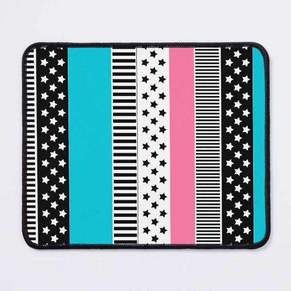Item preview, Patchwork made of multi-colored strips of fabric in pink, blue and black and white. designed and sold by fuzzyfox.