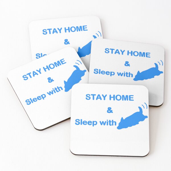 Item preview, Stay Home & Sleep with Dog   white and blue minimal design designed and sold by lazycat14.
