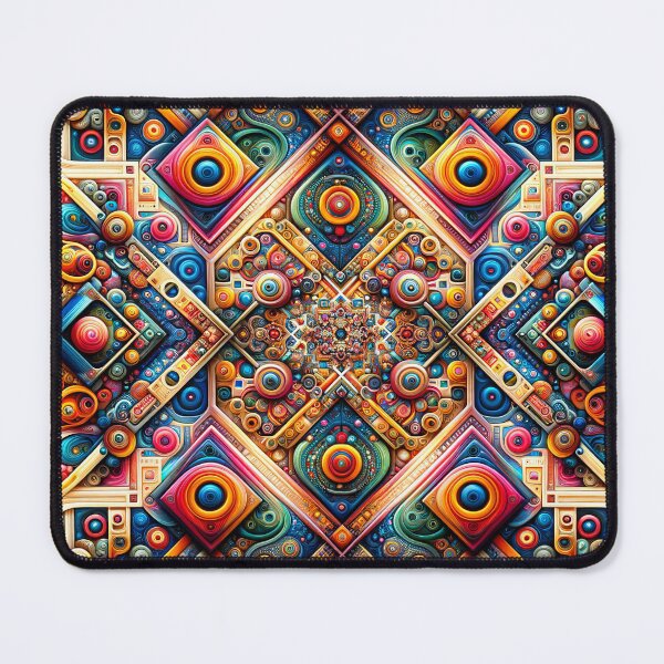 Item preview, psychedelic Geometric Fusion: Abstract Squares in Vivid Harmony designed and sold by ArtComixHaven.