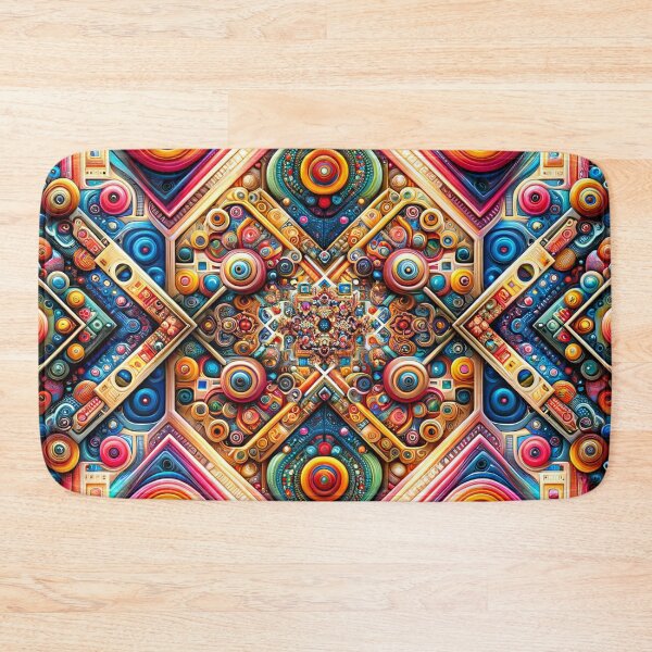 Item preview, psychedelic Geometric Fusion: Abstract Squares in Vivid Harmony designed and sold by ArtComixHaven.