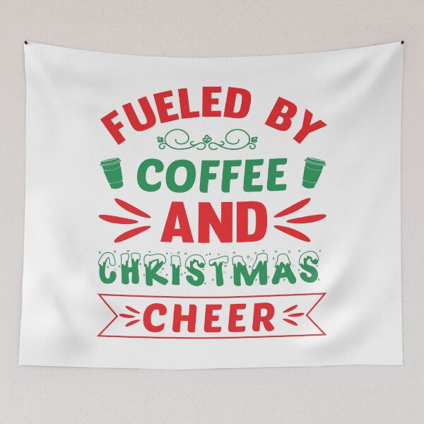Item preview, Fueled By Coffee And Christmas Cheer Cute Retro Coffee Lover Stocking Stuffer Gift designed and sold by shopbakas.