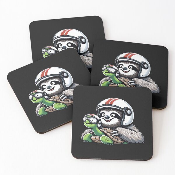 Item preview, Cute sloth and turtle with racing helmets designed and sold by ML-Media.