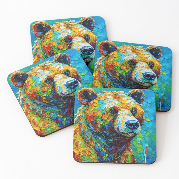 Item preview, Bear in acrylic painting rainbow color designed and sold by Trendsecne.