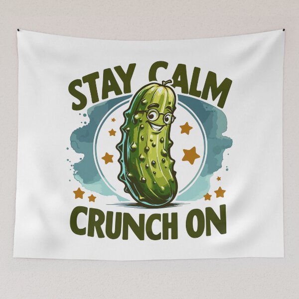 Item preview, Stay Calm And Crunch On Happy Pickle Retro designed and sold by CosyTeal.
