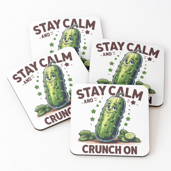 Item preview, Stay Calm And Crunch On Smiling Pickle Retro designed and sold by CosyTeal.