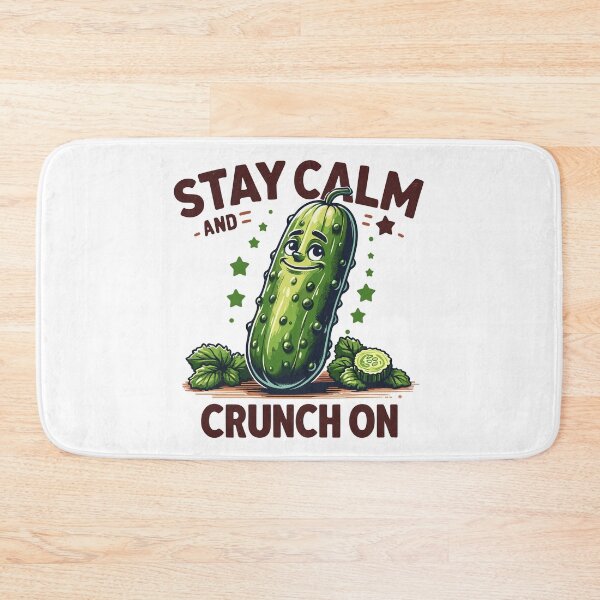 Item preview, Stay Calm And Crunch On Smiling Pickle Retro designed and sold by CosyTeal.