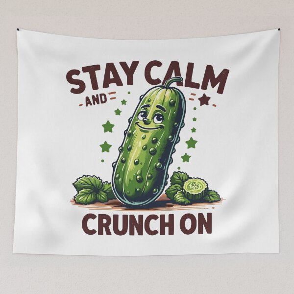 Item preview, Stay Calm And Crunch On Smiling Pickle Retro designed and sold by CosyTeal.