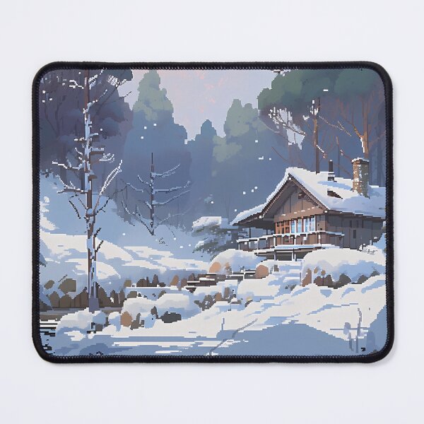 Item preview, Snowy scene of a cottage in the woods - Pixel art designed and sold by octoboobs.