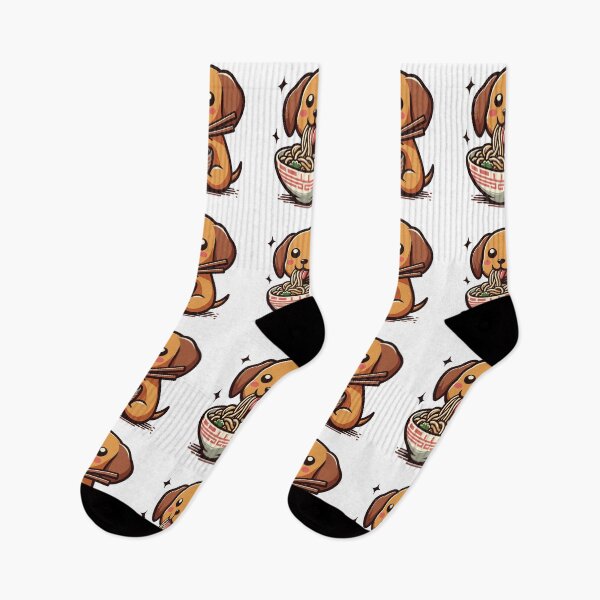 Item preview, Cute english cream dachshund eating ramen designed and sold by TomFrontierArt.